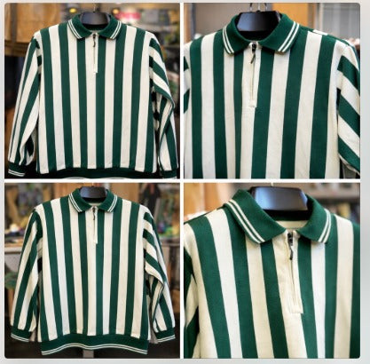 Men’s Striped Polo Collar Sweatshirt – Long Sleeve Casual Pullover Shirt for Men – Stylish Winter Wear